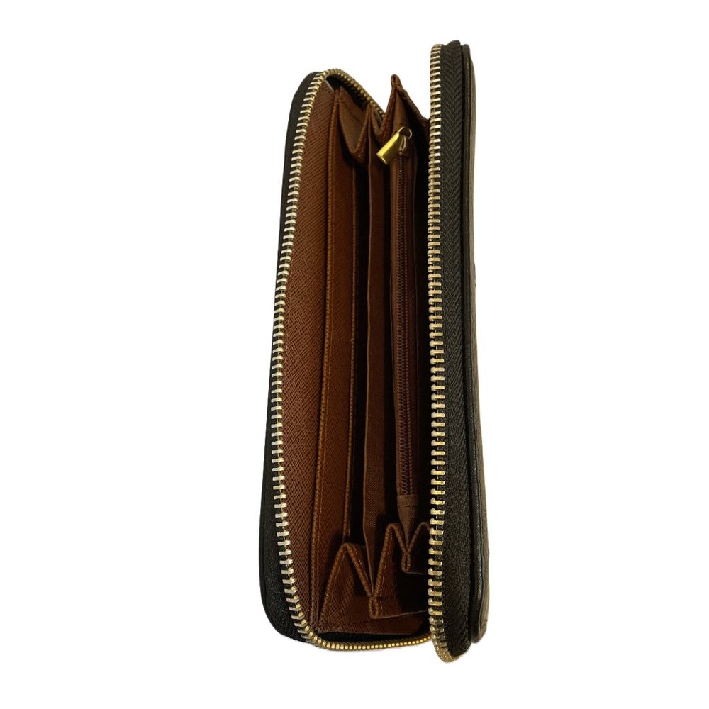 Black Single Zip Around Clutch Wallet 8" x 4" Basic Pocketbook